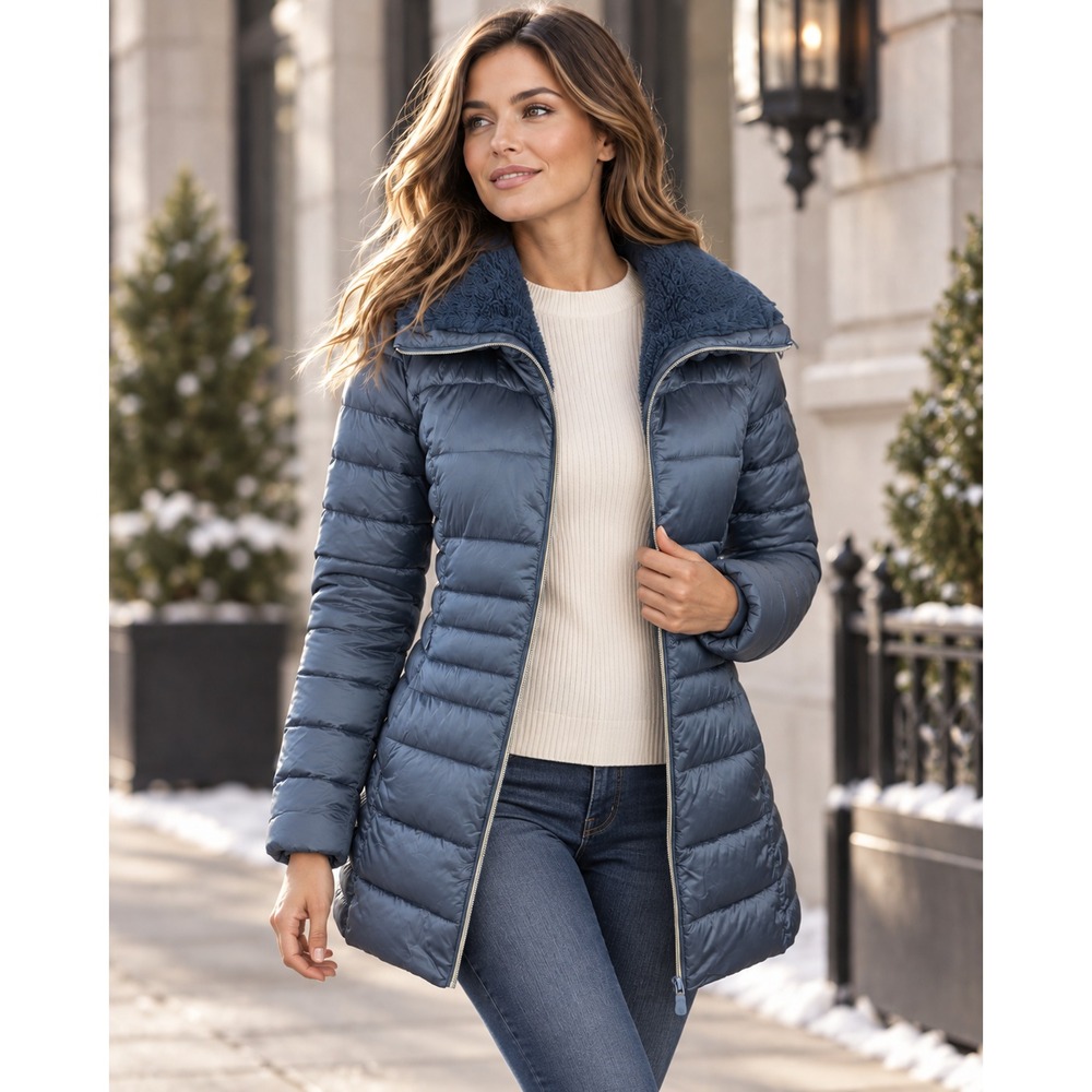 Save The Duck Iris Puffer Coat Quilted Ultra Light Jacket Small Faux Fur Collar - Picture 15 of 15